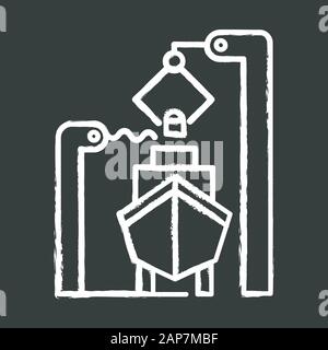 L'industrie de la construction navale l'icône Chalk. Voile l'entretien mécanique. La fixation et la réparation de navires. La construction des véhicules nautiques. L'ingénierie professionnelle equi Illustration de Vecteur