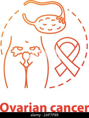 Le cancer de l'ovaire gradient rouge icône concept. Maladies oncologiques idée fine ligne illustration. Santé des femmes, le système de reproduction. L'oncologie, la gynécologie Illustration de Vecteur