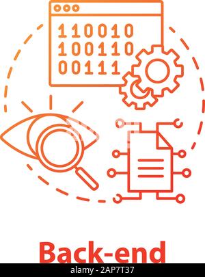 Concept d'arrière-plan. Kit de développement logiciel idée fine ligne illustration. L'orchestration de services. La programmation et le codage. Il projet. Les données numériques. Illustration de Vecteur