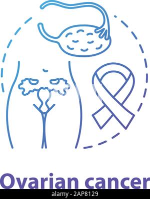 Icône de concept de gradient bleu de cancer de l'ovaire. Illustration de l'idée d'une maladie oncologique à la fine ligne. Santé des femmes, système de reproduction. Oncologie, gynécologique Illustration de Vecteur