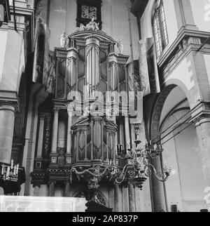 Amsterdam. Intérieur du Westerkerk avec le grand orgue Date: 2 septembre 1965 lieu: Amsterdam, Noord-Holland mots clés: Baroque, intérieur, bâtiments d'église, organes, renaissance Nom de l'institution: Westerkerk Banque D'Images