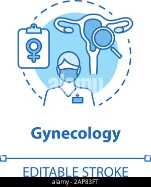 Icône concept gynécologique. Femmes examen de santé idée fine ligne illustration. Gynécologue, médecin, dépistage. Système reproductif féminin, fertilité. V Illustration de Vecteur