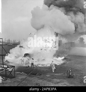Les pompiers ont donné une manifestation selon le système de lumière K violette à Rotterdam pernis Date: 16 septembre 1965 lieu: Pernis, Rotterdam mots clés: Feu, manifestations Banque D'Images