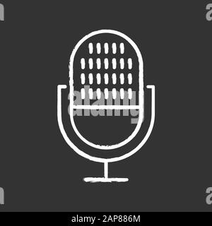 Icône craie moderne pour enregistreur vocal. Idée de microphone. Equipement d'enregistrement sonore. Micro portable, musique mike. Processus de reconnaissance vocale. Musique professionnelle Illustration de Vecteur