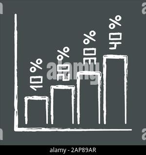 Icône de craie d'histogramme vertical. Augmentation des barres de segment de taux d'intérêt. Graphique en hausse, croissance graphique. Diagramme de gestion. Présentation de la recherche marketing. E Illustration de Vecteur