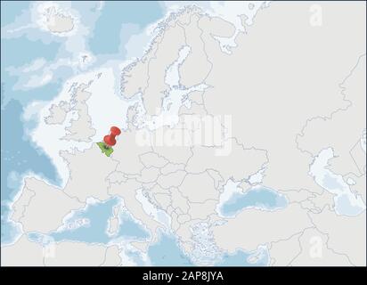 Le Royaume de Belgique emplacement sur la carte de l'Europe Illustration de Vecteur