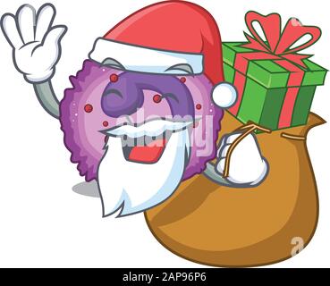 Santa eosinophil cellule dessin de personnage de dessin de dessin de dessin de dessin de personnage ayant une boîte de cadeau Illustration de Vecteur