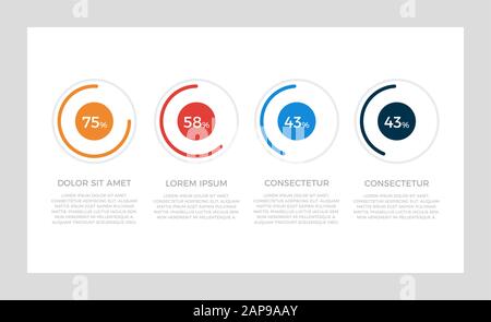 Ensemble d'éléments orange, rouge et bleu pour les diapositives de présentation infographie avec graphiques, graphiques, étapes, cercles, options de nombres. Illustration de Vecteur