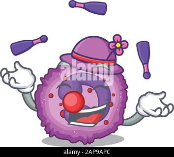 Smart eosinophil cellule dessin de personnage de dessin animé jouant Jugling Illustration de Vecteur