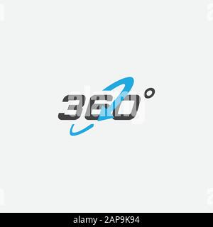 Modèle de conception graphique à 360 vues vectoriel, icône d'angle à 360 degrés dans un style plat tendance, icône vectorielle de l'application à 360 degrés pour une vue à 360 degrés Illustration de Vecteur