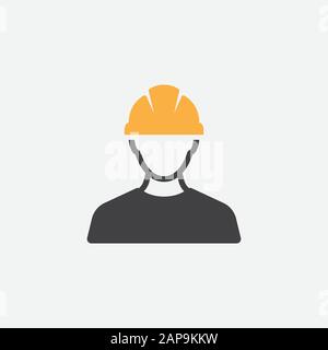 Homme de construction Icône vecteur Personne Profil Avatar Avec casque dur et veste, homme de constructeur dans un casque, icône, illustration vectorielle Illustration de Vecteur