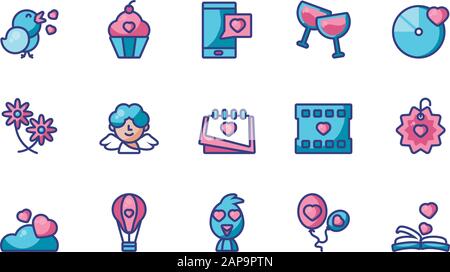 Icon set design of Love valentines jour mariage passion décoration romantique et thème mariage illustration vectorielle Illustration de Vecteur
