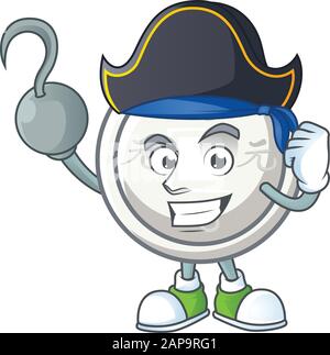 Cool une main Pirate chinois argent pièce dessin animé personnage portant chapeau Illustration de Vecteur