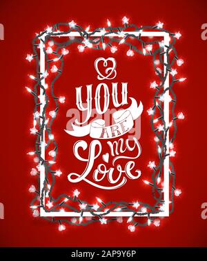 Vous êtes mon amour poster avec lettrage dessiné à la main, vector illustration Illustration de Vecteur