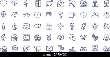 Icon set design of Love valentines jour mariage passion décoration romantique et thème mariage illustration vectorielle Illustration de Vecteur