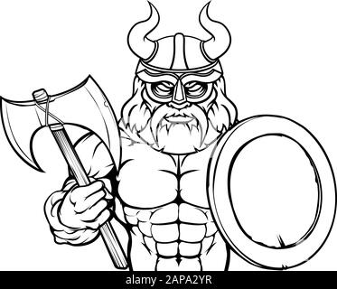 Guerrier Viking Mascot Illustration de Vecteur