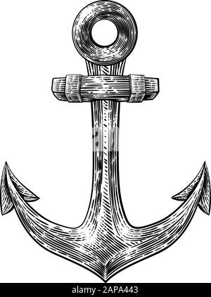 L'ancre de bateau ou navire Dessin Tatouage Illustration de Vecteur