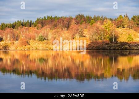 Llyn Elsi, Betws Coed, Pays de Galles au coucher du soleil. Banque D'Images