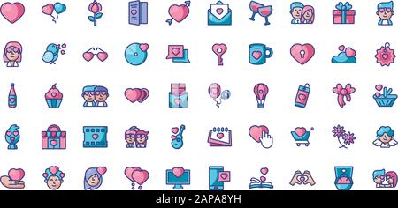 Icon set design of Love valentines jour mariage passion décoration romantique et thème mariage illustration vectorielle Illustration de Vecteur