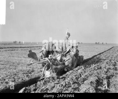 L'équipe nationale se dispute 1965 à Swifterbant Description: Participant pendant le match d'équipe Date: 26 octobre 1965 lieu: Flevoland, Swifterbant mots clés: Arable, labour, outils agricoles, tracteurs, concours Banque D'Images