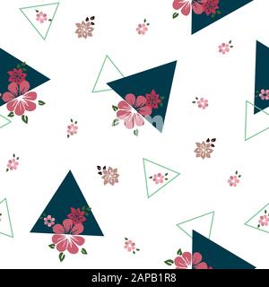 Motif fleuri géométrique blanc sans coutures Illustration de Vecteur