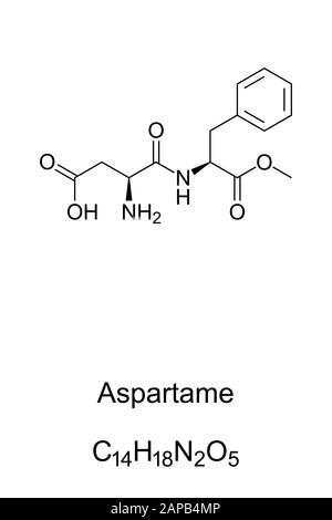 Molécule d'aspartame, formule squelettique. Structure de l' Succédanés artificiels de sucre, 200 fois plus sueur que sucrose. Banque D'Images