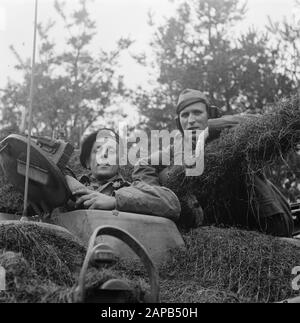 Front North-East Pays-Bas: Enschede - Hengelo [Battle en liberrijding Achterhoek (1 avril 1945), Enschede (1 avril 1945), Hengelo (3 avril 1945)] Description: British Tank crew Date: Avril 1945 lieu: Enschede, Hengelo, Overijssel, Twente mots clés: Fronten, seconde guerre mondiale Banque D'Images