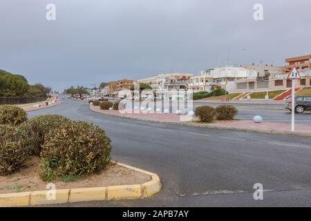 Matalascanas Beach Resort tourisme développements, en hiver, Huelva, Espagne Banque D'Images