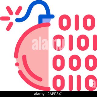 Code binaire vecteur Icône Bombe Contours Illustration Illustration de Vecteur