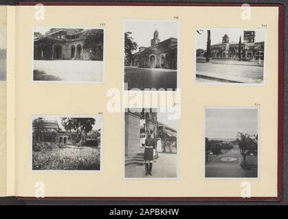 PhotoAlbum Fisherman: Première expédition Karakoru, 1922 Description: Albumblad avec six photos'. En haut à gauche, en haut, en haut à droite et en bas à gauche: Le palais du gouverneur à Pune où le couple visser-Hooft est resté; en bas au centre: Sentinel devant le palais du gouverneur à Pune; en bas à droite: La vue de la chambre du couple dans le palais à Pune Date: 1922/11/16 emplacement: Inde, Pune mots clés: palais, sentinelles Banque D'Images