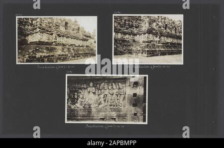 Album photo Fisherman: Dutch East Indies, Chine, Japon, Pays-Bas, Suisse, 1930 Description: Albumblad avec trois photos du Borobudur à Jogyakarta sur Java Date: 1930/10/07 lieu: Indonésie, Java, Jogyakarta, Dutch East Indies mots clés: Bouddhisme, monuments Banque D'Images