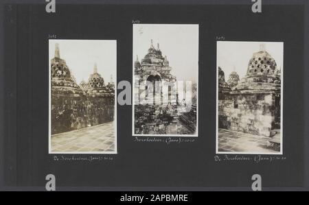 Album photo Fisherman: Dutch East Indies, Chine, Japon, Pays-Bas, Suisse, 1930 Description: Albumblad avec trois photos du Borobudur à Jogyakarta sur Java Date: 1930/10/07 lieu: Indonésie, Java, Jogyakarta, Dutch East Indies mots clés: Bouddhisme, monuments Banque D'Images