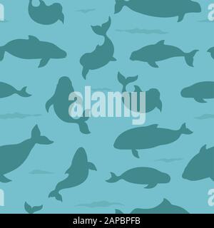 Collection de mammifères marins. Différents jeux de marsouins. Motif sans couture style dessin animé. Illustration vectorielle Illustration de Vecteur