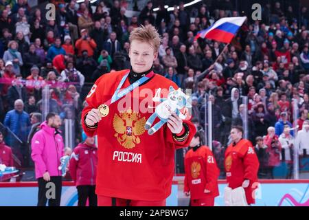 Lausanne, Vaudoise Arena, Joj 2020 - Hommes - Finale (Or), Russie. 22 janvier 2020. Usa, #19 Matvei Michkov (Russie) Crédit: Spp Sport Press Photo. /Alay Live News Banque D'Images