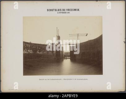 Merwedekanaal au sud d'Utrecht Description: Construction d'une écluse près de Vreeswijk. Face sur la tête extérieure. Lieu dans la colonne de clôture supérieure Date: 21 novembre 1885 lieu: Utrecht, Vreeswijk, Vreeswijk mots clés: Clôture, serrures, portes de serrure, serrures, génie hydraulique Banque D'Images