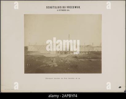 Merwedekanaal au sud d'Utrecht Description: Construction d'une écluse près de Vreeswijk. Position au sud de la écluse, à l'est de l'axe Date: 19 novembre 1884 lieu: Utrecht, Vreeswijk, Vreeswijk mots clés: Serrures, serrures, génie hydraulique Banque D'Images