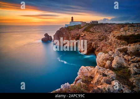 Cabo de Sao Vicente Lighthouse, Sagres, Algarve, Portugal Banque D'Images