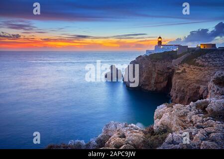 Cabo de Sao Vicente Lighthouse, Sagres, Algarve, Portugal Banque D'Images