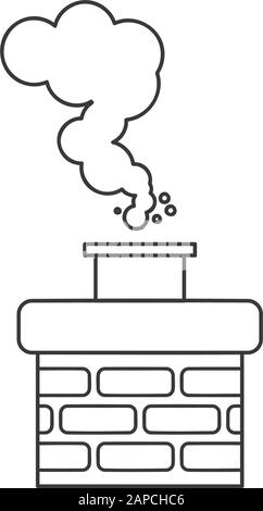 Icône de fumée de cheminée pour le concept de balayage de cheminée dans le dessin de ligne vectorielle Illustration de Vecteur