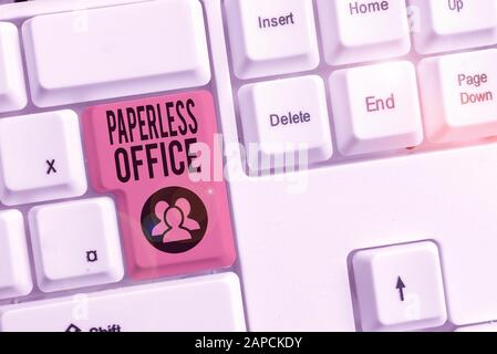 Note d'écriture montrant le bureau sans papier. Concept commercial pour l'environnement de travail dans lequel l'utilisation du papier est éliminée Banque D'Images