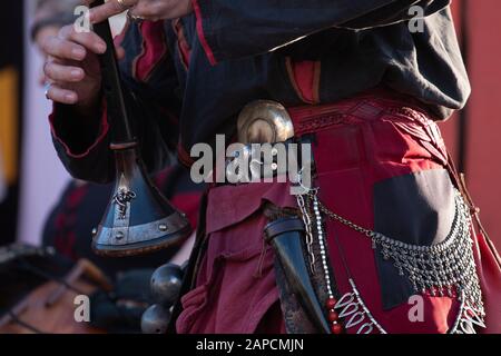 Instrument de musique léger de type médiéval bagpipe. Banque D'Images