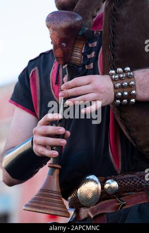 Instrument de musique léger de type médiéval bagpipe. Banque D'Images