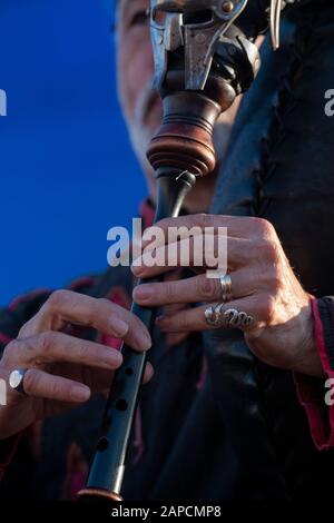 Instrument de musique léger de type médiéval bagpipe. Banque D'Images