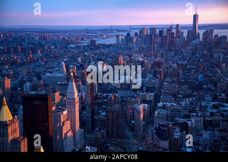 Vue d'ensemble des bâtiments de la ville de New York. Banque D'Images
