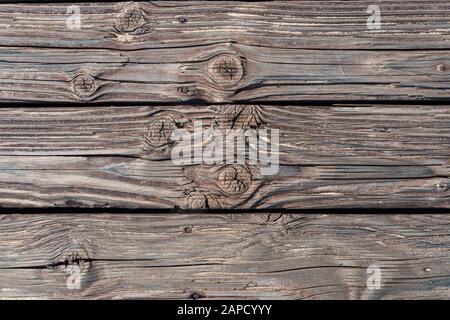 gros plan sur les anciennes planches en bois texturées avec grain et noeuds Banque D'Images