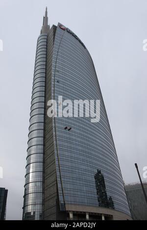 Siège social de la tour UniCredit dans le quartier financier de Porta Nuova, Milan, Italie. Banque D'Images