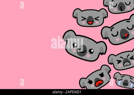 Bannière modèle avec place pour le texte - drôle Emoji koalas. Illustration vectorielle Illustration de Vecteur