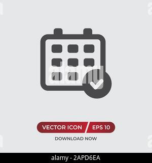 Calendrier et icône vectorielle cochée dans un style de conception moderne pour le site Web et l'application mobile Illustration de Vecteur