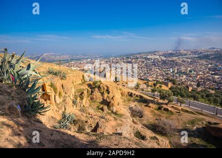Panorama de la ville de Fes au Maroc. Banque D'Images