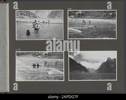 Album photo Fisherman: Quatrième expédition Karakorum, 1935 Description: Album avec quatre photos. En haut à gauche: L'expédition à gué de la rivière Shyok. En haut à droite: L'expédition à gué de la rivière Shyok. En bas à gauche: L'expédition à gué de la rivière Shyok. En bas à droite: Vallée de la rivière Shyok. Date : 1 Janvier 1935 Lieu : Himalaya, Inde, Karakorum, Pakistan, Shyok Mots Clés : Rivières Banque D'Images